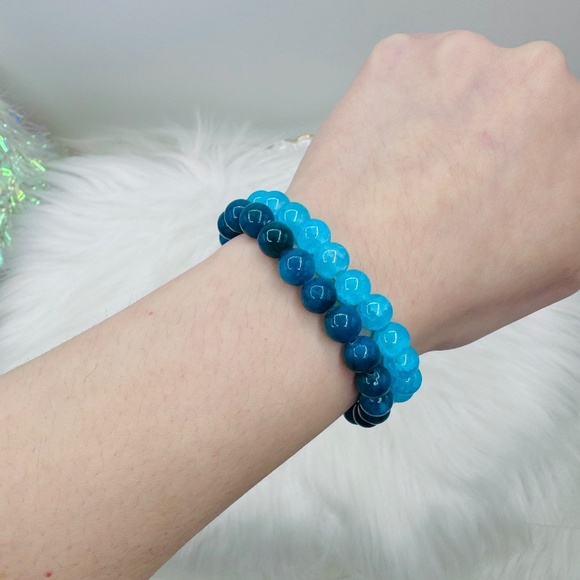 Jewelry - Light & Dark Blue 8mm Beaded Bracelets